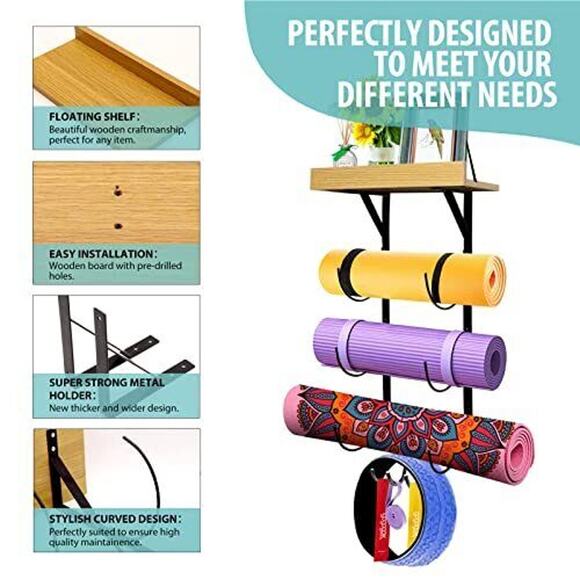 Gogogox Yoga Mat Holder – Rack with 5-Pcs Resistance Bands Set - Picture 3 of 6